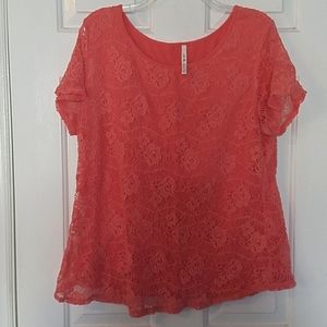 Leo & Nicole - Coral Lace Blouse